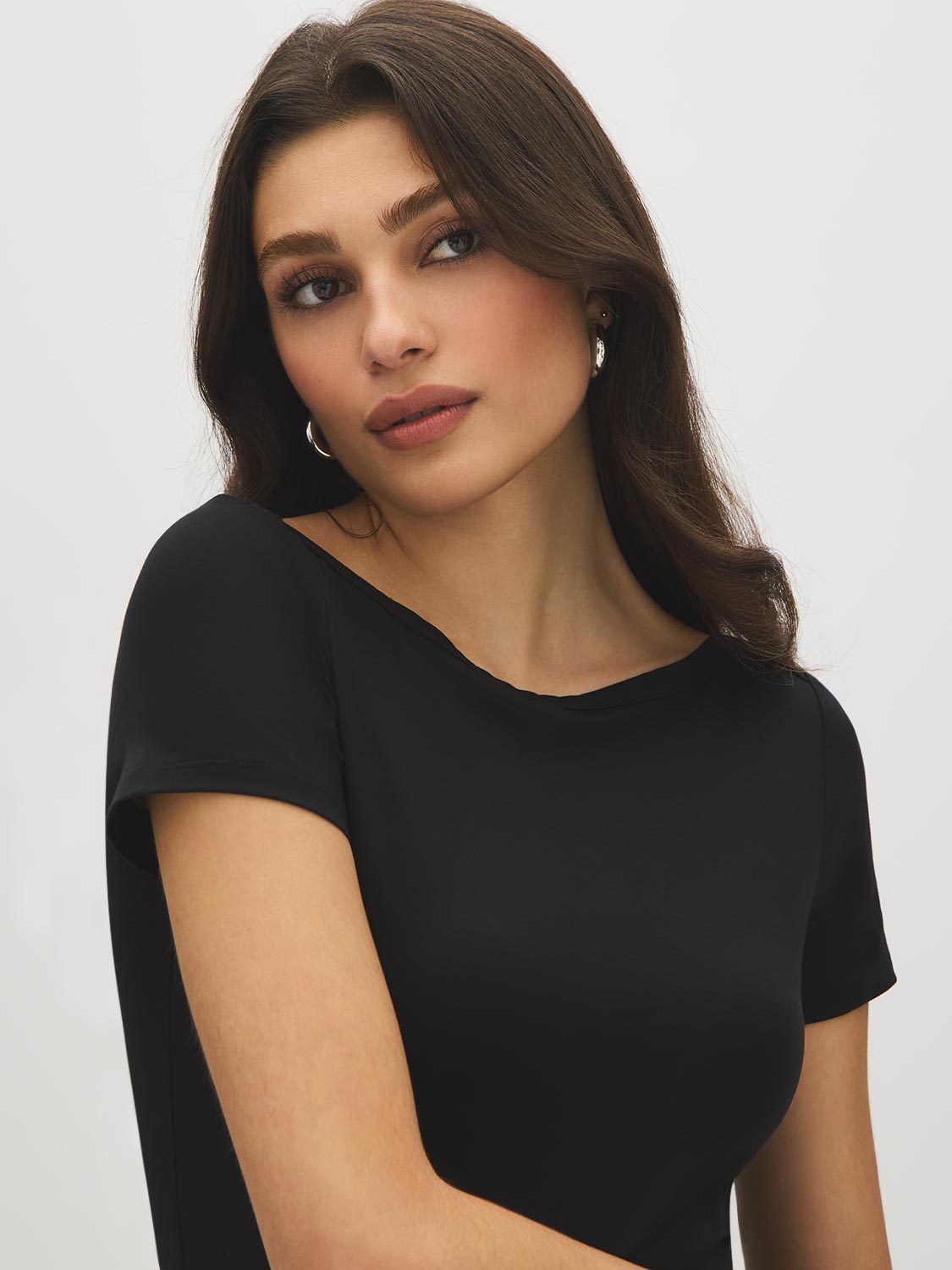Cap Sleeve Boat Neck T-Shirt