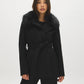 Short Removable Fur Collar Faux Wool Coat