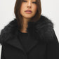 Short Removable Fur Collar Faux Wool Coat