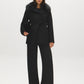 Short Removable Fur Collar Faux Wool Coat