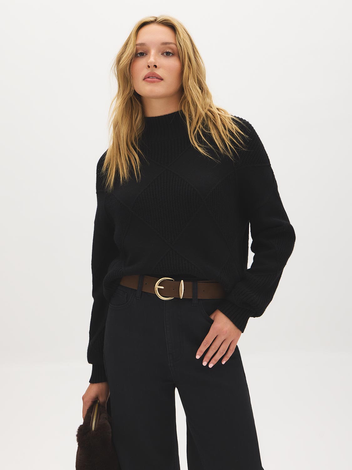 Gold Buckle Faux Suede Belt