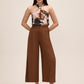 Cinnamon pleated culotte pants in fine by Le Chateau.