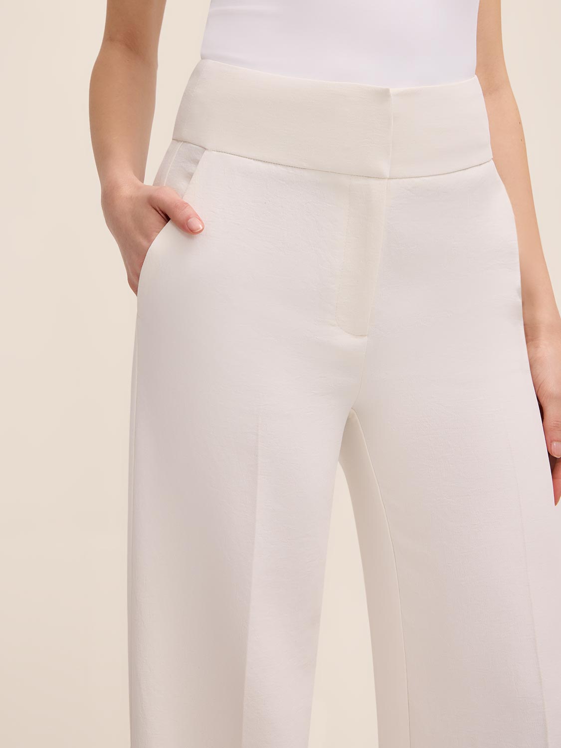 Off-White Wide Leg Pant by Le Chateau.