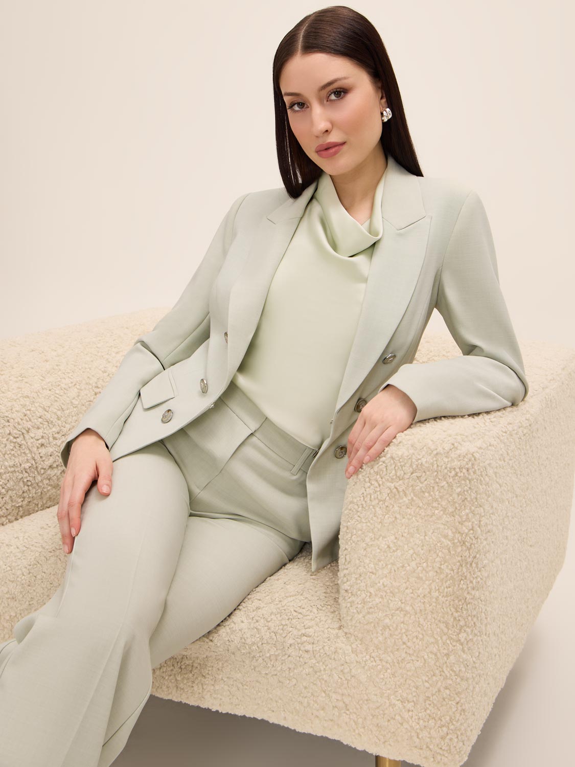 Crosshatch Double-Breasted Blazer by Le Chateau.