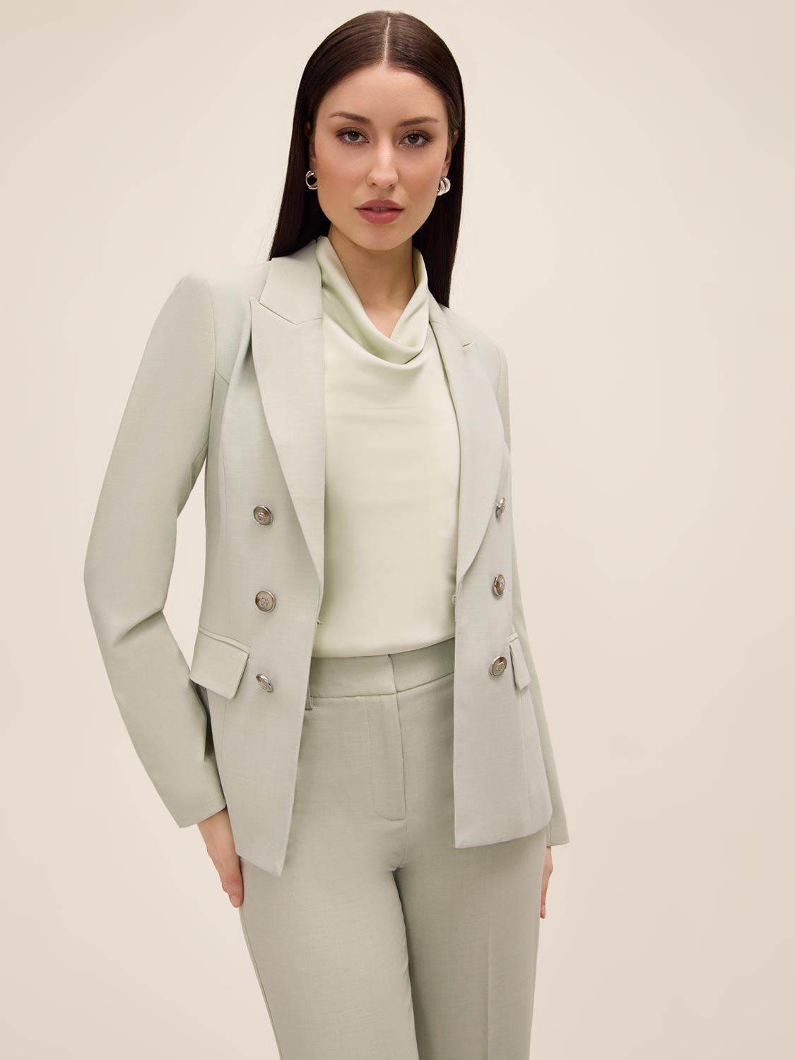 Crosshatch Double-Breasted Blazer by Le Chateau.