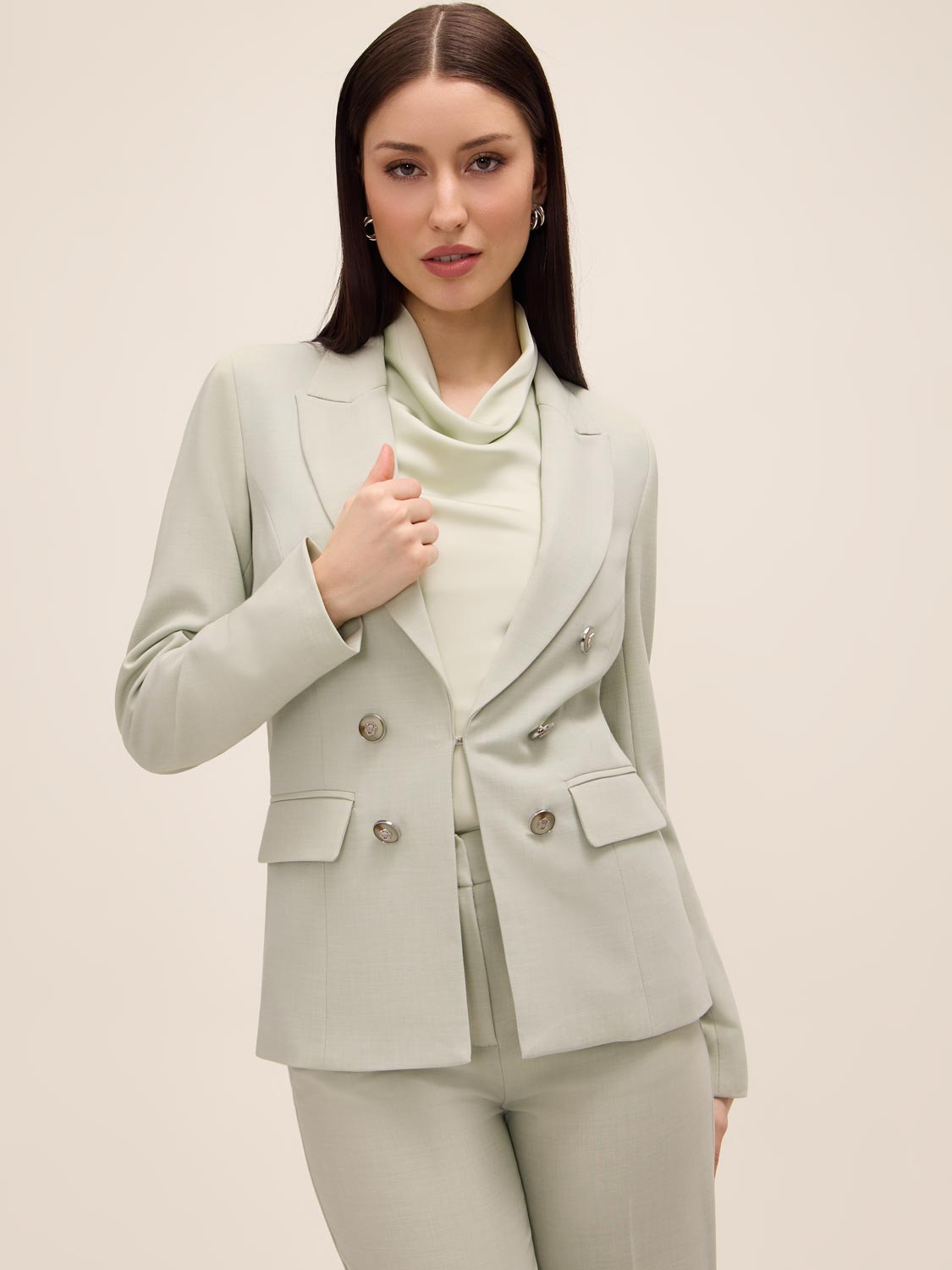 Crosshatch Double-Breasted Blazer by Le Chateau.