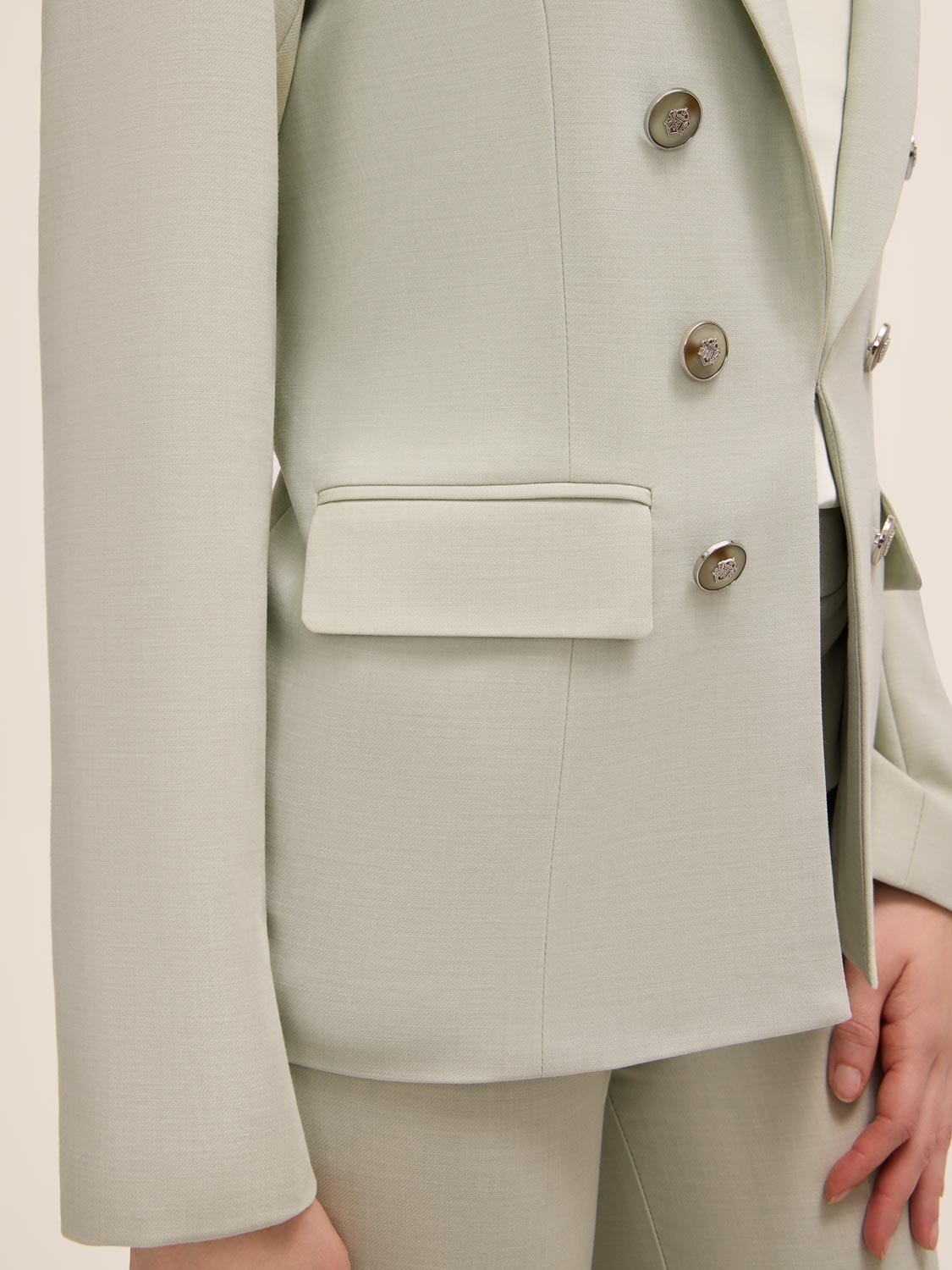 Crosshatch Double-Breasted Blazer by Le Chateau.
