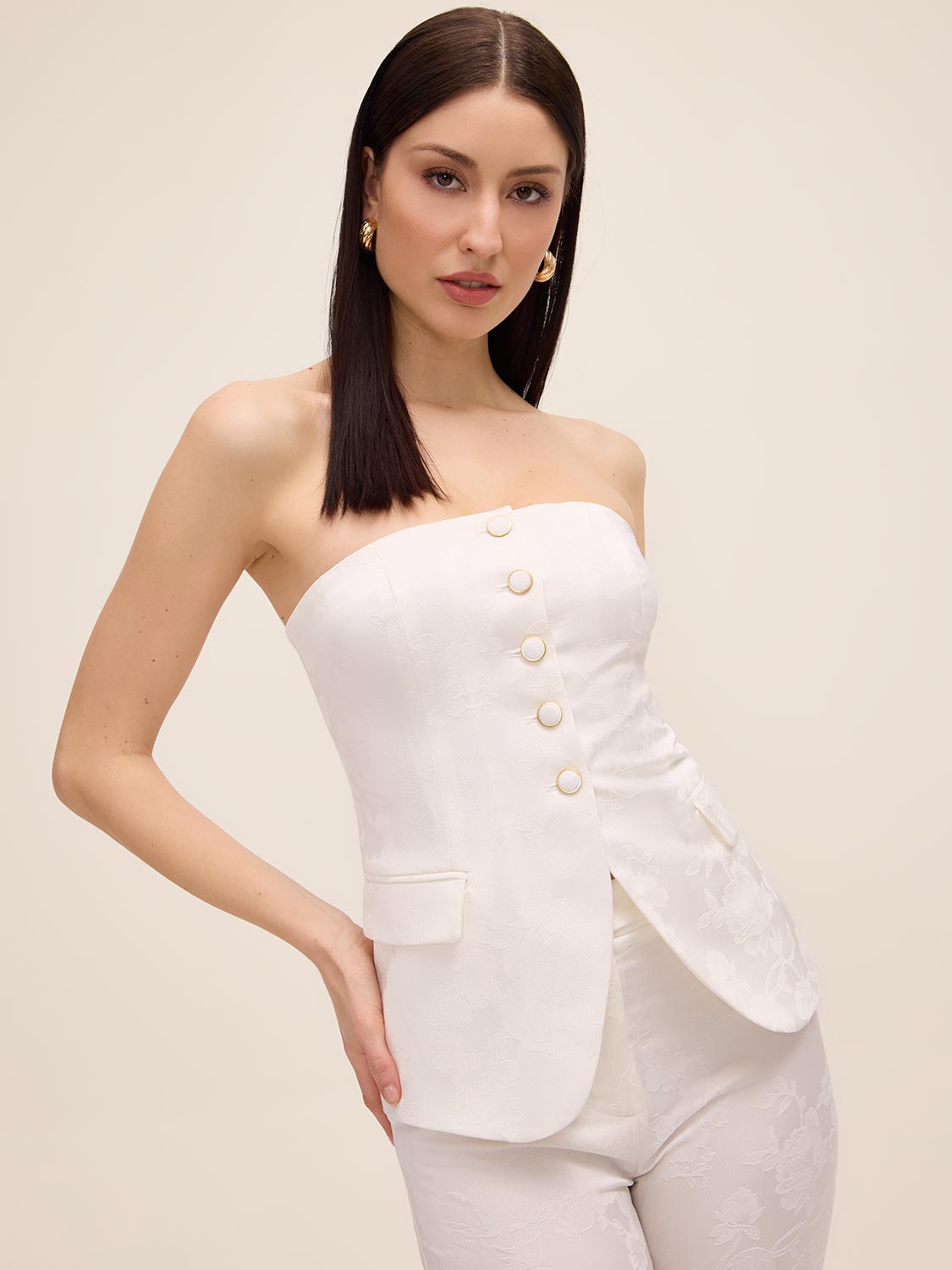 Strapless Floral Bustier Vest by Le Chateau.