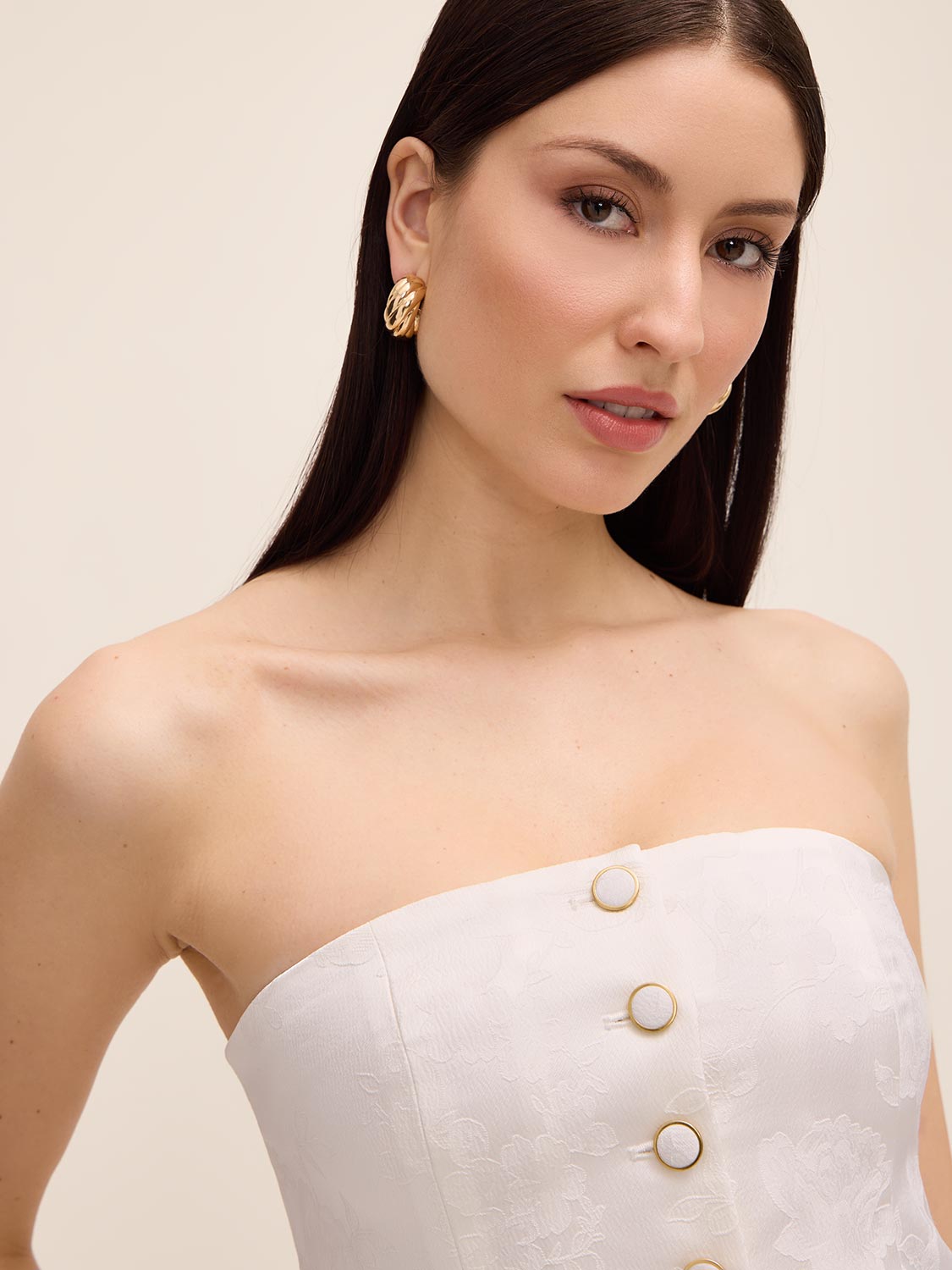 Strapless Floral Bustier Vest by Le Chateau.