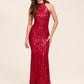 Halter Neck Sequin Gown by Le Chateau.