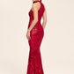 Halter Neck Sequin Gown by Le Chateau.