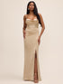 Cowl Neck Bustier Satin Gown by Le Chateau.