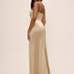 Cowl Neck Bustier Satin Gown by Le Chateau.