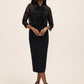 Black Lace Bolero with 3/4 Sleeves and Bow Ties - Woman Wearing Elegant Cover-Up - Le Chateau