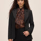 Black Wide Shoulder Woven Blazer - Woman Wearing Tailored Single-Breasted Jacket - Le Chateau