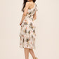 Antique Cream/Rust Ruffled One-Shoulder Tiered Floral Midi Dress - Woman Wearing Elegant Daywear Dress - Le Chateau