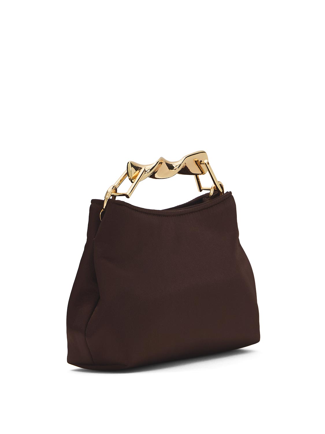 Sac à effet satiné avec poignée en métal doré