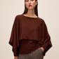 Toffee Cape Poncho Knit Sweater - Flowing Silhouette Layered Knitwear - Le Chateau