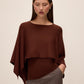 Toffee Cape Poncho Knit Sweater - Flowing Silhouette Layered Knitwear - Le Chateau