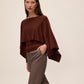 Toffee Cape Poncho Knit Sweater - Flowing Silhouette Layered Knitwear - Le Chateau