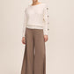 Off White Dolman Sleeve Sweater with Gold Buttons - Full Body View - Le Chateau