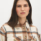 Khaki Plaid Shacket with Front Pockets - Collar Detail - Suzy Shier