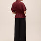 Bordeaux Satin Pleated Waist Blouse - Back View - Le Chateau