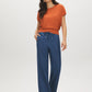 Autumn Leaf Dolman Sleeve Knit Sweater - Woman Wearing Short Sleeve Crew Neck Top - Suzy Shier