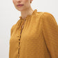 Wood Trush Swiss Dot Blouse with Peplum Hem - Close-up Fabric Detail - Suzy Shier
