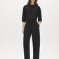 Black Barrel Leg Cloud Fleece Pants - Woman Wearing Comfortable Knit Trousers - Suzy Shier