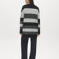 Dark Grey Mix Color Block Stripe Duster Cardigan - Back View - Suzy Shier