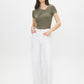 Kalamata Asymmetrical Neck Melange Top - Woman Wearing Short Sleeve Jersey Top - Suzy Shier