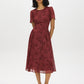 Apple Butter Floral Print Chiffon Dress - Woman Wearing Midi Length Dress - Suzy Shier