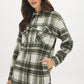 Khaki Plaid Shacket with Front Pockets - Side Profile View - Suzy Shier