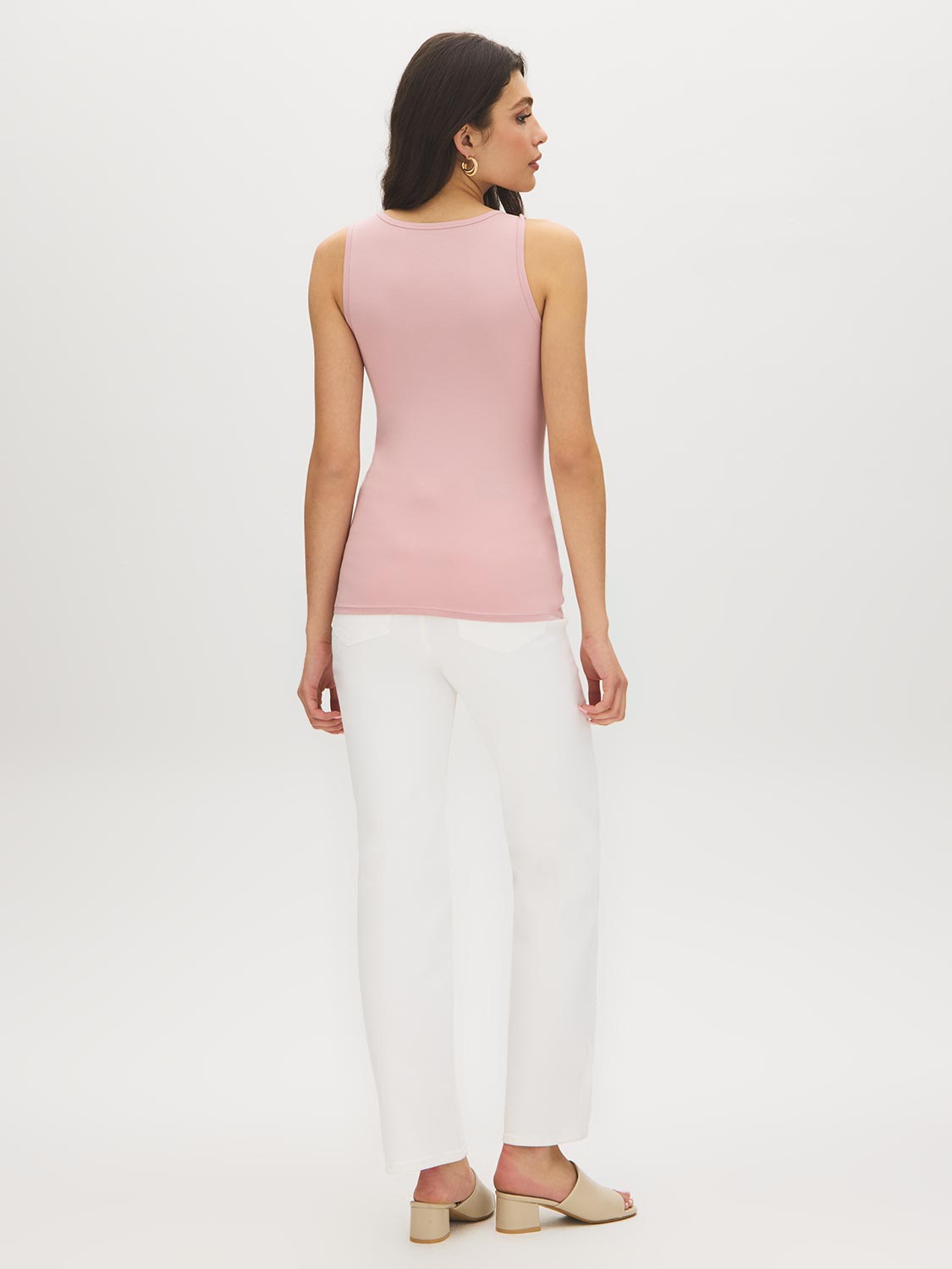 Black Sleeveless Organic Cotton Scoop Neck Tank - Back View - Suzy Shier