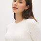 Snow White Cable Knit Crew Neck Sweater - Close-up Fabric Detail - Suzy Shier