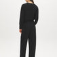 Black Barrel Leg Cloud Fleece Pants - Back View - Suzy Shier