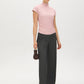 Zephyr Mock Neck Ribbed Top with Side Ruching - Front View - Suzy Shier