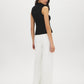 Black Sleeveless Ribbed Funnel Neck Sweater - Back View - Suzy Shier
