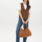 Bison Mel 2fer Knit Top with Hacci V-Neck Vest - Front View - Suzy Shier