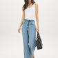 Black Sleeveless Organic Cotton Scoop Neck Tank - Full Body View - Suzy Shier