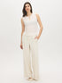 Winter White Sleeveless Bubble Lace Tank with Keyhole - Woman Wearing Textured Lace Top - Suzy Shier