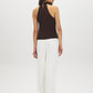 Coffee Bean Sleeveless Halter Mock Neck Top - Back View - Suzy Shier