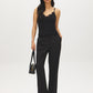 Charcoal Melange Spaghetti Strap Knit Tank with Lace Trim - Front View - Suzy Shier