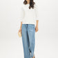 Snow White Boat Neck Fitted Cloud Fleece Top - Front View - Suzy Shier