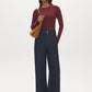 Merlot Snap Button Sleeve Knit Sweater - Woman Wearing Crew Neck Sweater with Sleeve Detail - Suzy Shier