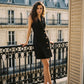 Black Sleeveless Blazer Dress with Button Detail - Back View - Suzy Shier