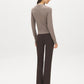 Brown Melange Cable Knit Crew Neck Sweater - Back View - Suzy Shier