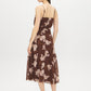 Milk Chocolate Floral Chiffon Midi Dress with Cummerbund Waist - Back View - Suzy Shier