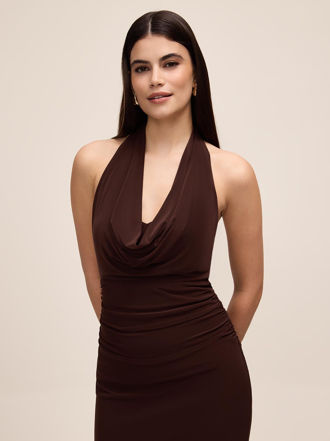 Coco Powder ITY Gown with Cowl Neck - Front View - Le Chateau